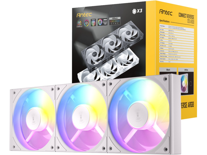 Modus Systems | Antec | Antec Connect 120 Reverse ARGB PWM Fan 3 Pack – White
