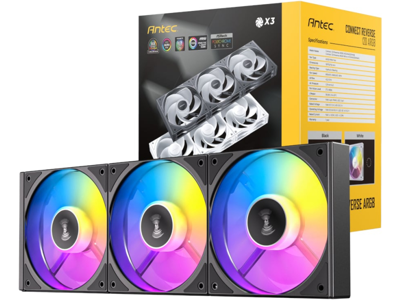 Modus Systems | Antec | Antec Connect 120 Reverse ARGB PWM Fan 3 Pack - Black